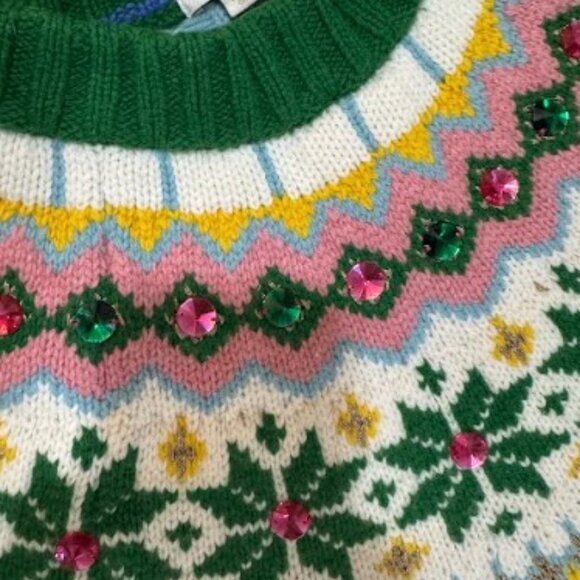 Boden Pink and Green Fair Isle Sweater - Picture 6 of 12